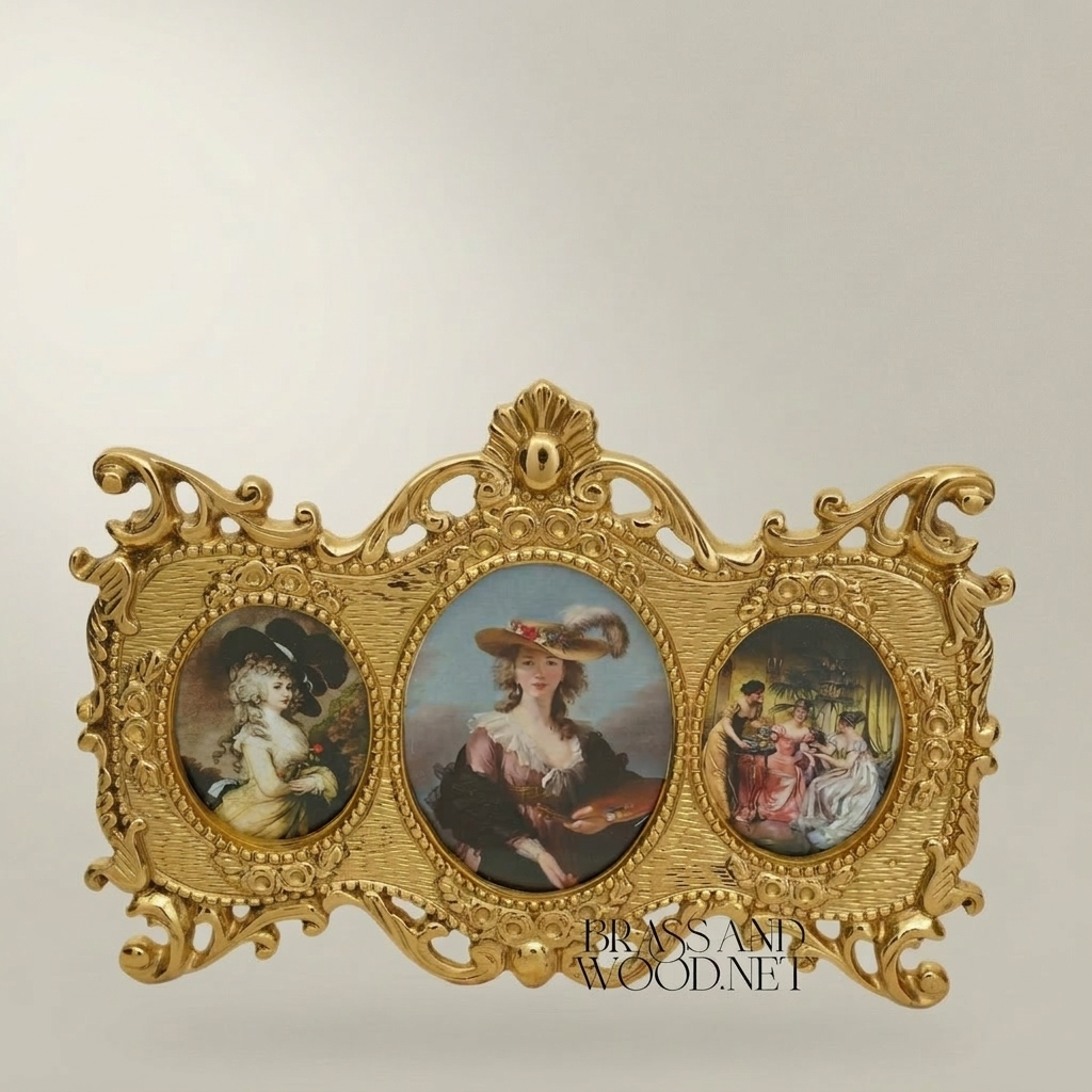 Baroque Triple Oval Photo Frame with Rococo Acanthus Scrollwork