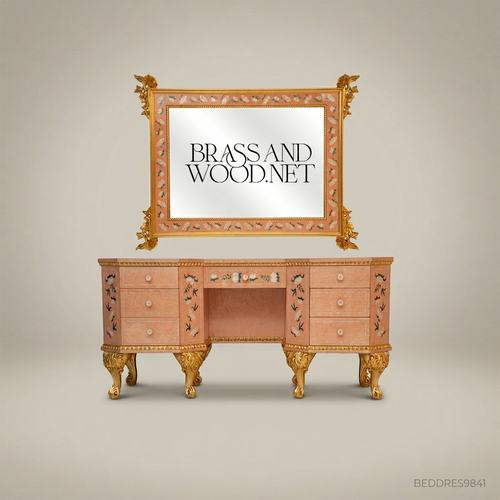 Belle Époque Chinoiserie Dressing Table with Gilded Floral Mirror — Rose & Gold