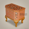 Belle Époque Floral Inlay Complete Bedroom Set — Coral Lacquer & Gold Leaf Carving