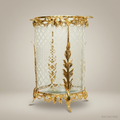 Louis XV Rococo Brass & Etched Glass Cachepot with Acanthus Frame