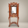 Belle Époque Hand-Carved Vitrine Cabinet with Floral Garland Crest & Gilt Acanthus Stand
