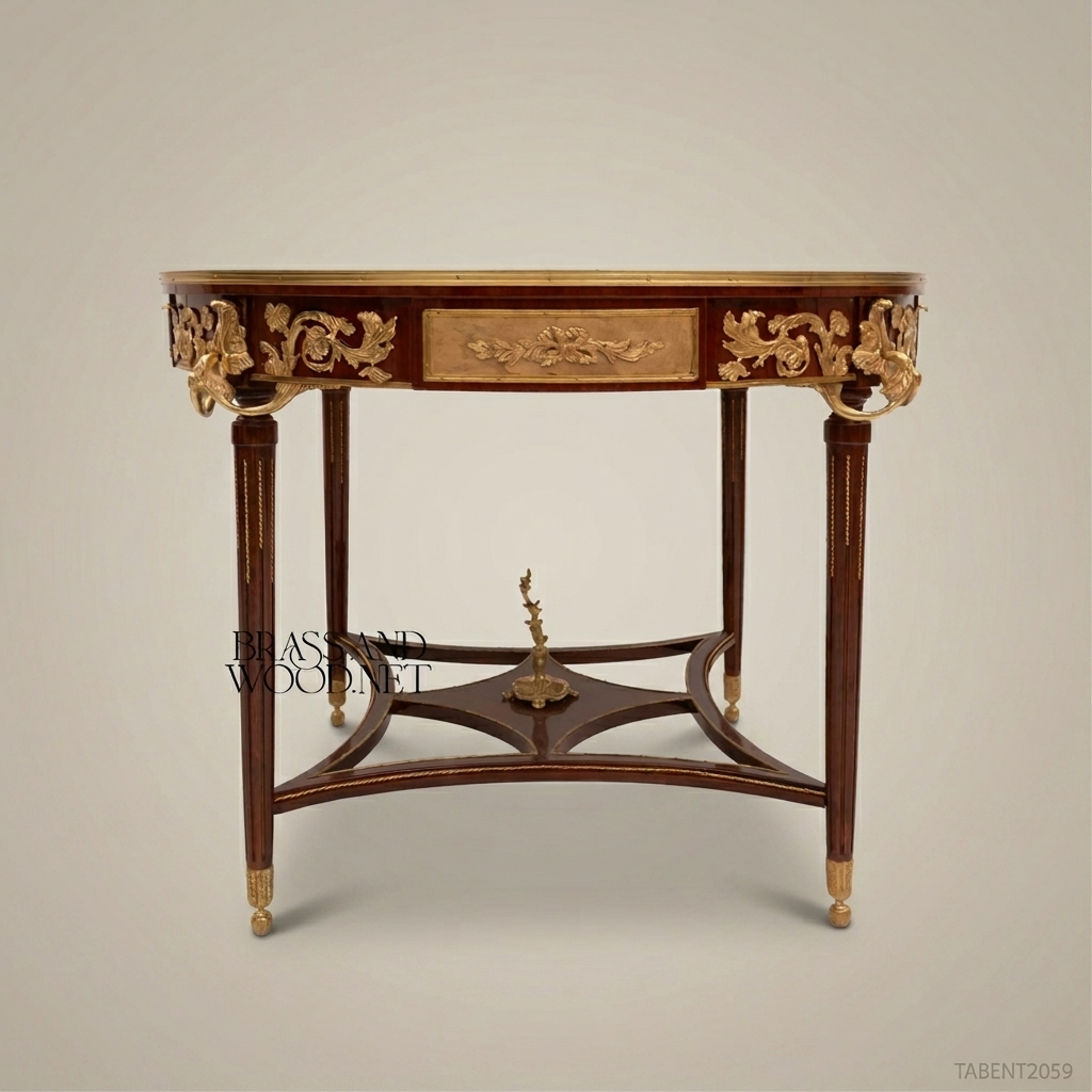 Belle Époque Marquetry Centre Table with Gilt Bronze Foliate Mounts
