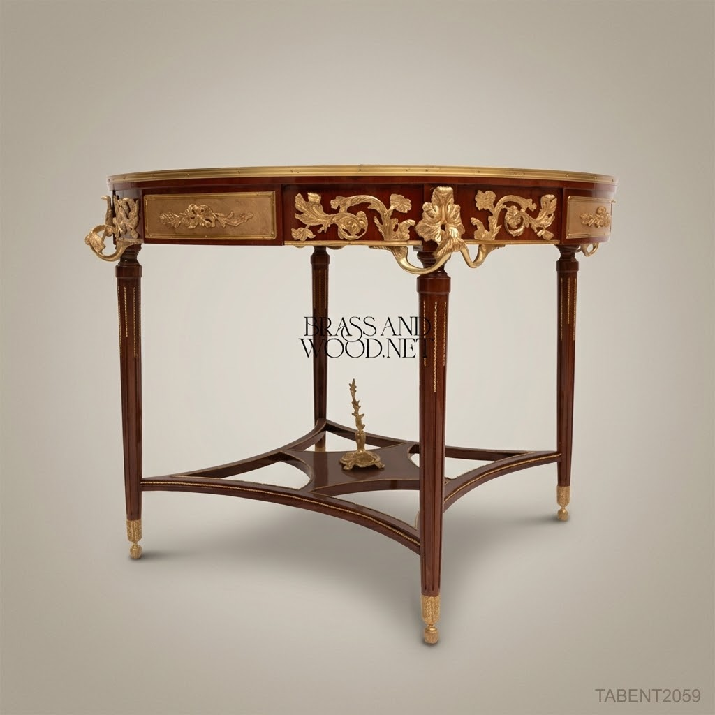 Belle Époque Marquetry Centre Table with Gilt Bronze Foliate Mounts