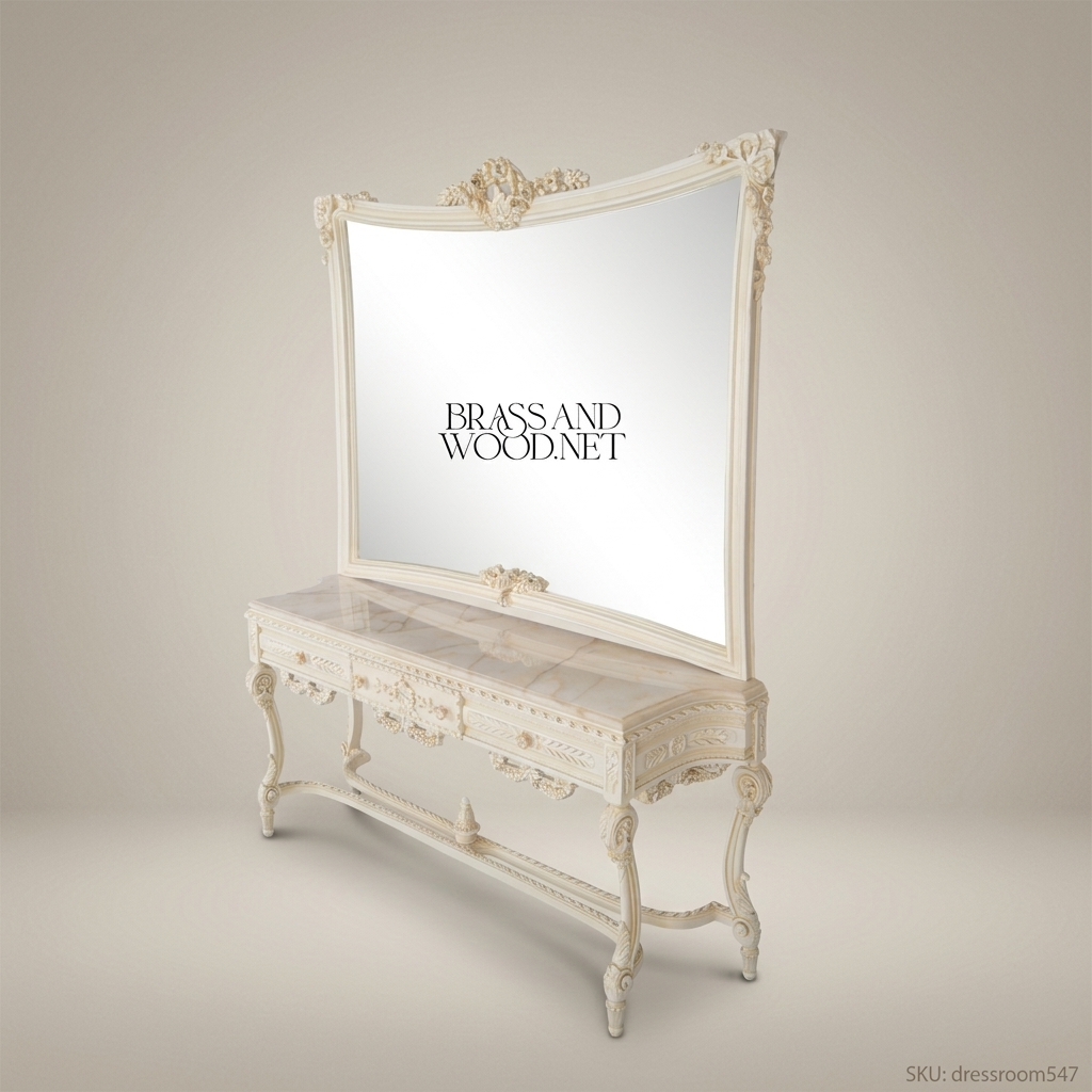 Belle Époque Rococo Revival Marble-Top Dressing Console with Carved Mirror