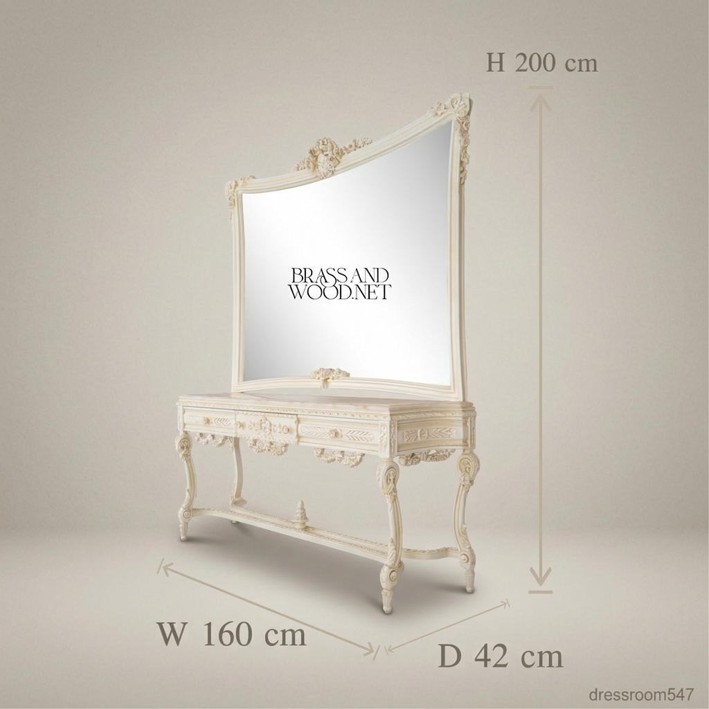 Belle Époque Rococo Revival Marble-Top Dressing Console with Carved Mirror