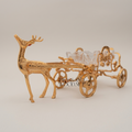 Brass & Crystal Deer ashtray  Decorative Figurine - Ornate Scrollwork Carriage — Gold