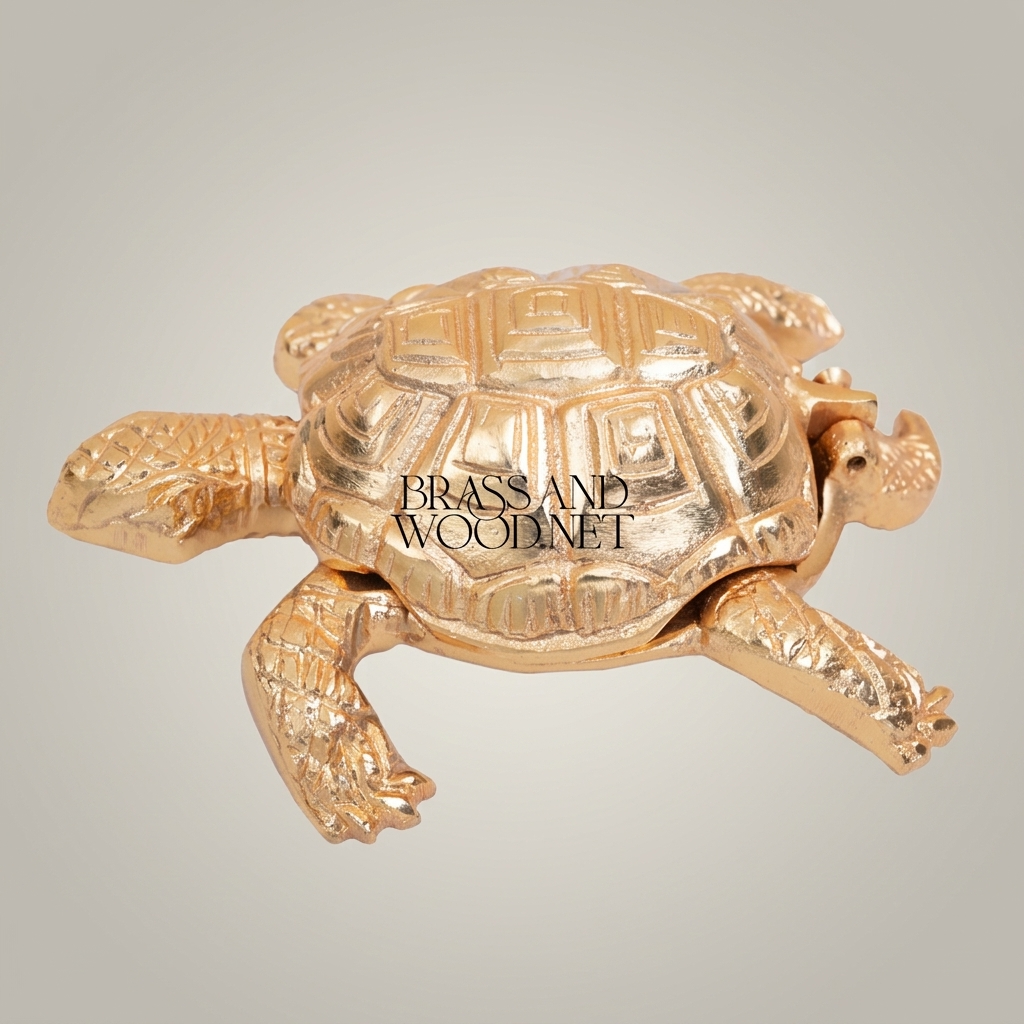 Brass Turtle Hinged-Shell Ashtray – Sculptural Figurine Box — Gold