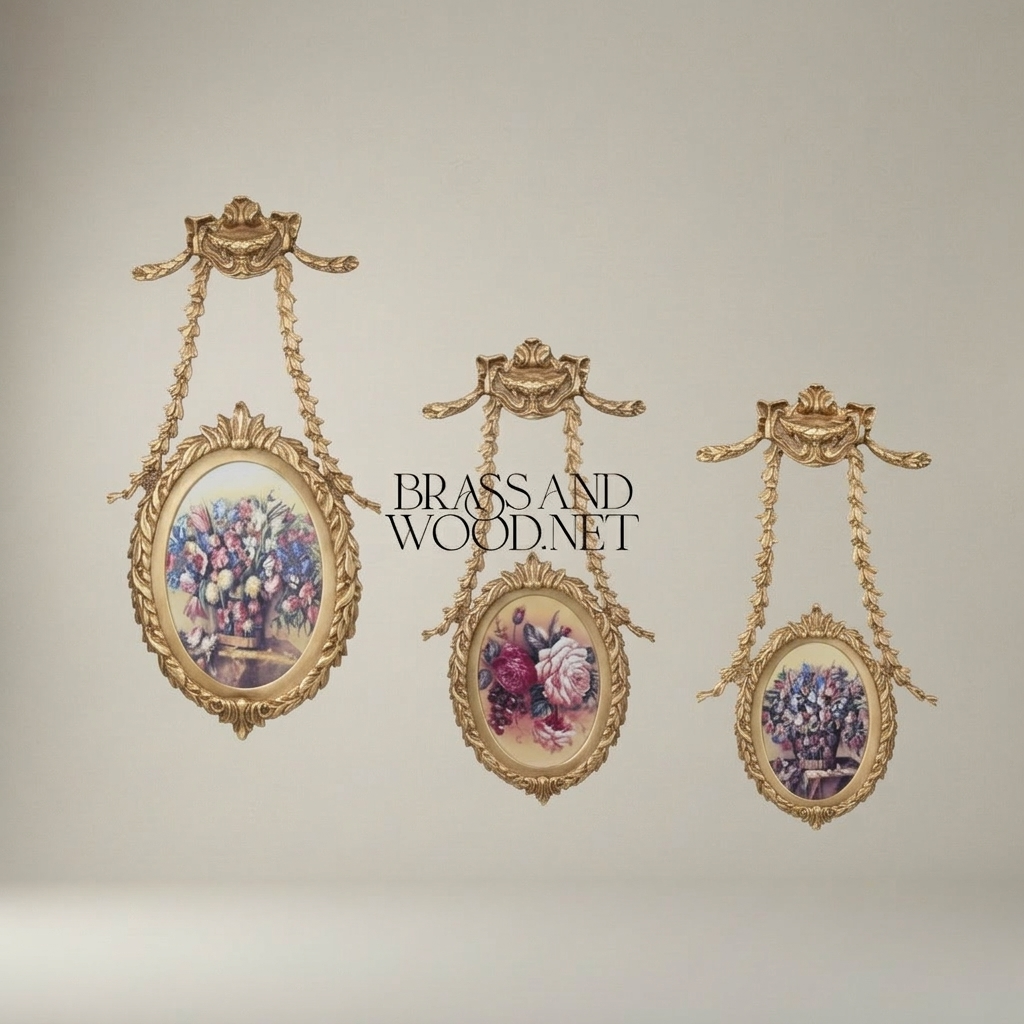 Neoclassical Oval Hanging Wall Frame with Laurel Swag & Bird Crest