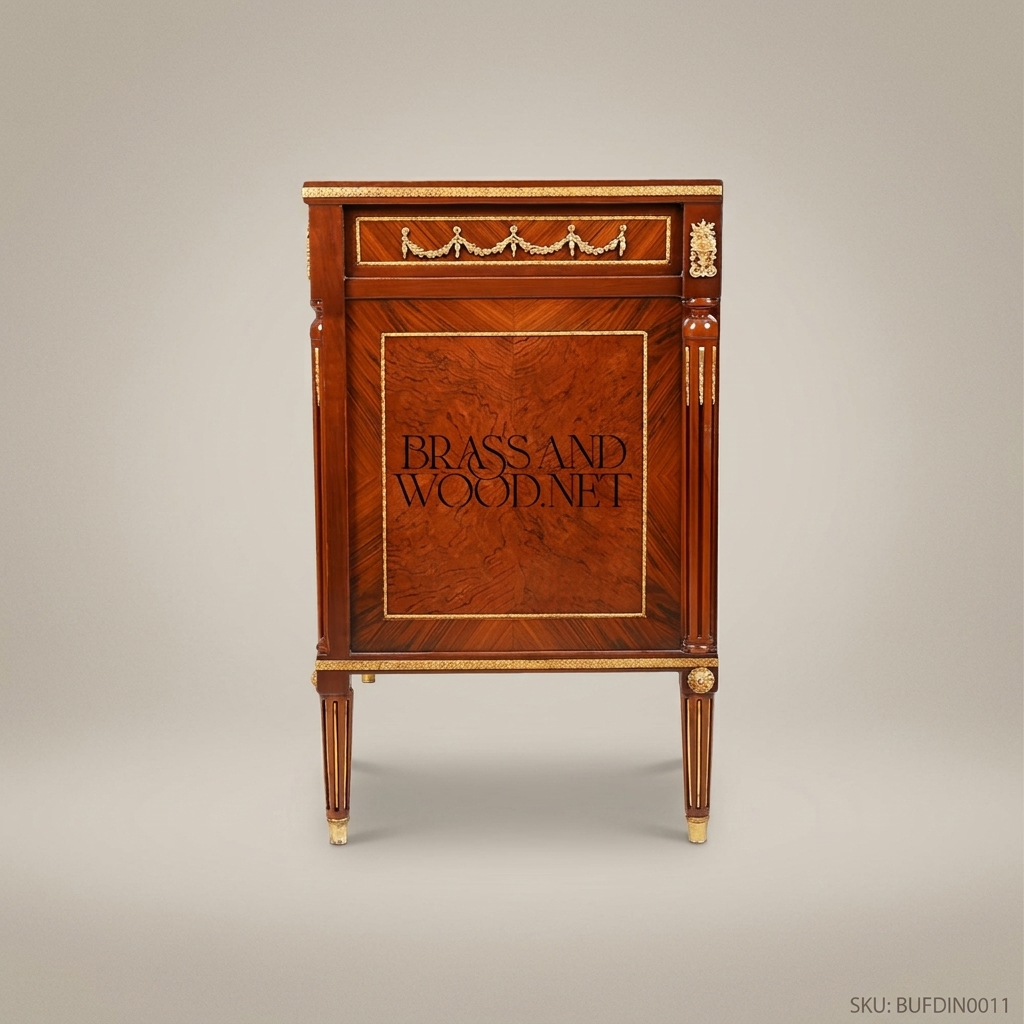 Brass & Wood Louis XVI Marquetry Dining Buffet — 600cm