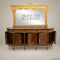 Brass & Wood Louis XVI Marble-Top Buffet with Mirror — 200cm