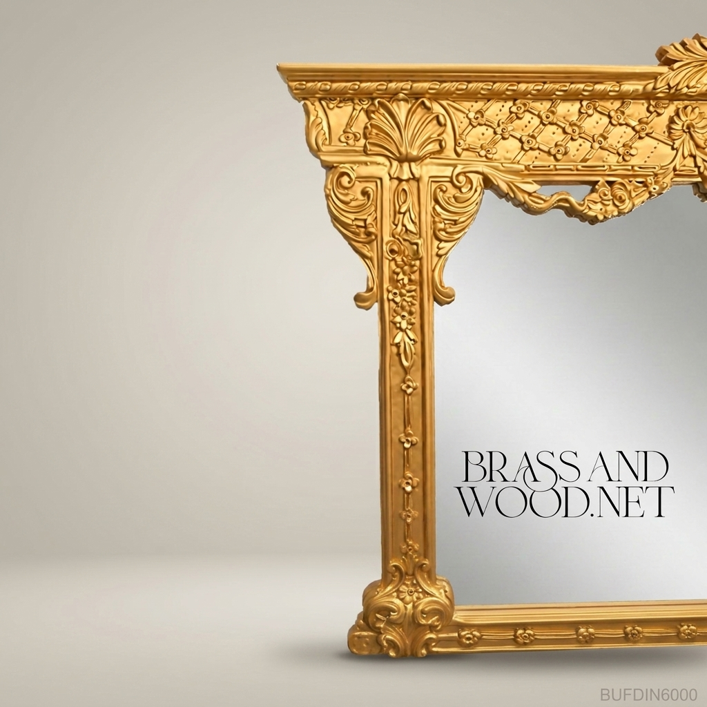 Brass & Wood Louis XVI Marble-Top Buffet with Mirror — 200cm