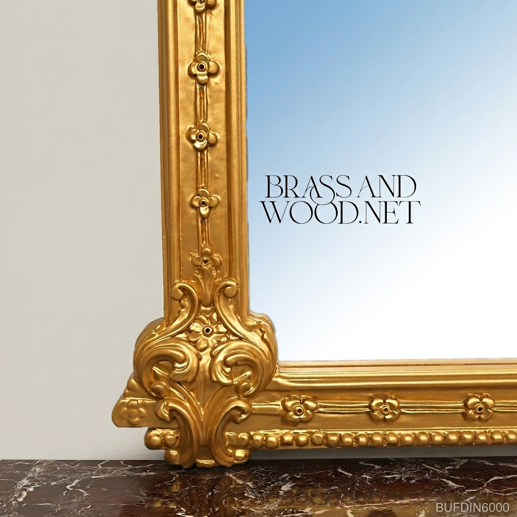Brass & Wood Louis XVI Marble-Top Buffet with Mirror — 250cm