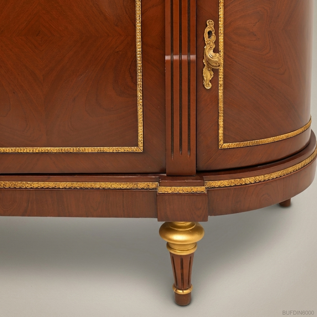 Brass & Wood Louis XVI Marble-Top Buffet with Mirror — 300cm