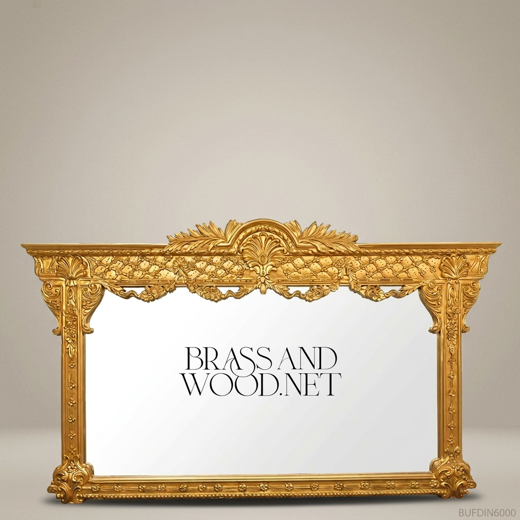 Brass & Wood Louis XVI Marble-Top Buffet with Mirror — 350cm