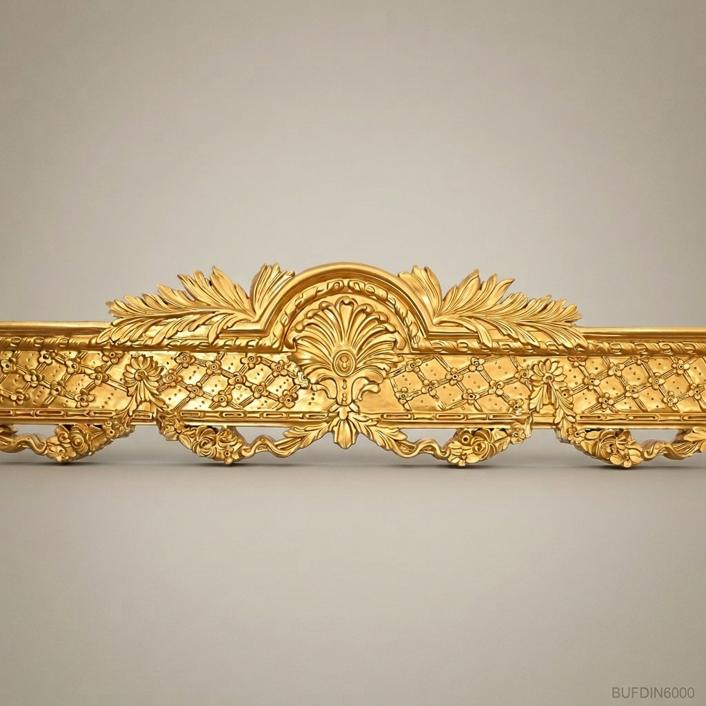 Brass & Wood Louis XVI Marble-Top Buffet with Mirror — 400cm