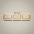 Brass & Wood Neoclassical Inlaid Buffet with Mother of Pearl Panels — 200cm