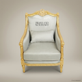 Louis XVI Gilded Wood Salon Armchair with Silver-Grey Upholstery
