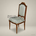 Brass & Wood Louis XVI Damask Dining Chair — Without Arms