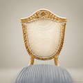 Brass & Wood Louis XVI Cane Back Dining Chair — Without Arms