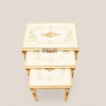 Louis XVI Nesting Side Tables | Ivory Lacquer & Gold Leaf Hand-Painted Floral Set of 3
