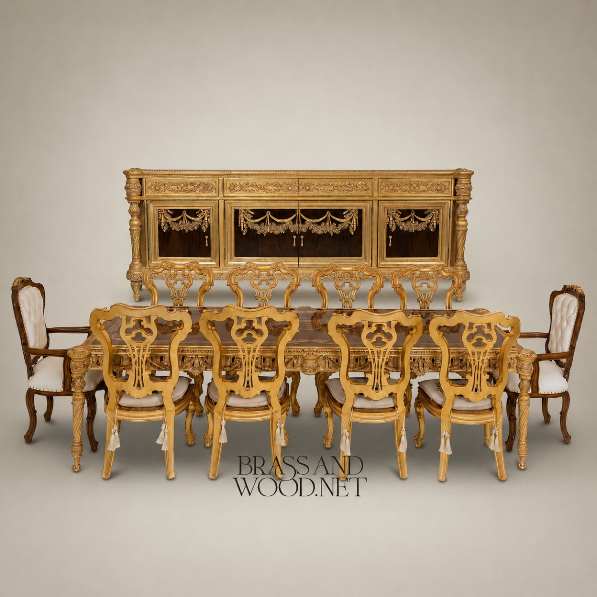Rococo Gilt Carved Dining Set