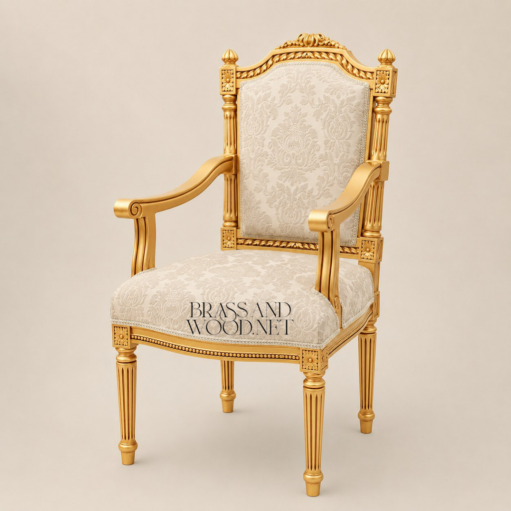Louis XVI Damask Dining Suite — Table, Chairs & Buffet