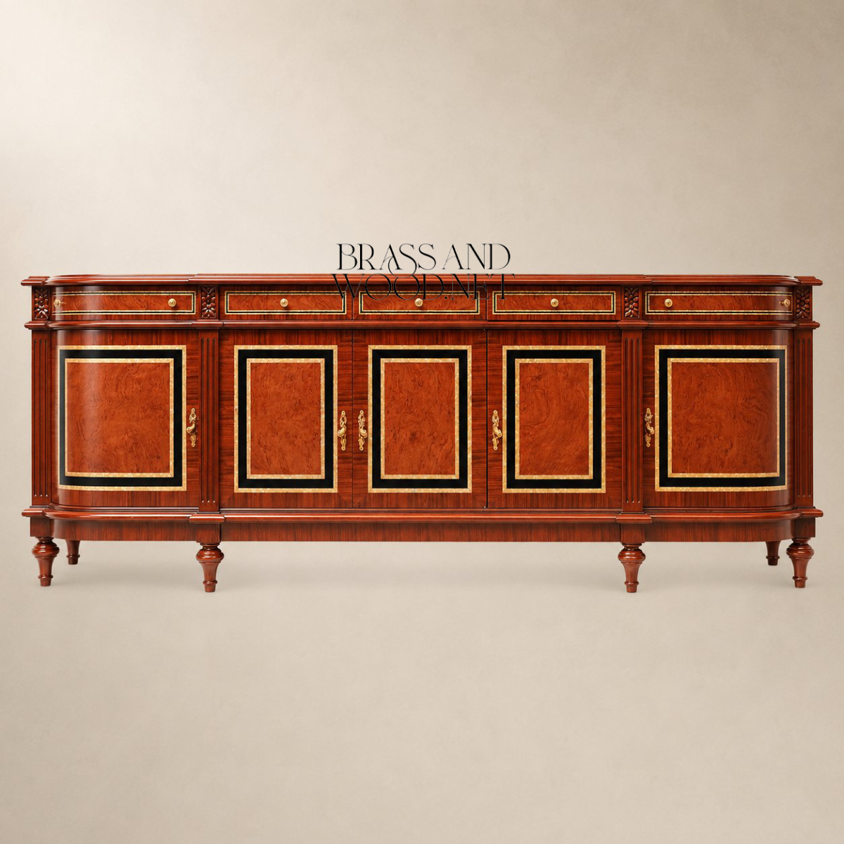Louis XVI Damask Dining Suite — Table, Chairs & Buffet
