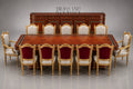 Louis XVI Damask Dining Suite — Table, Chairs & Buffet