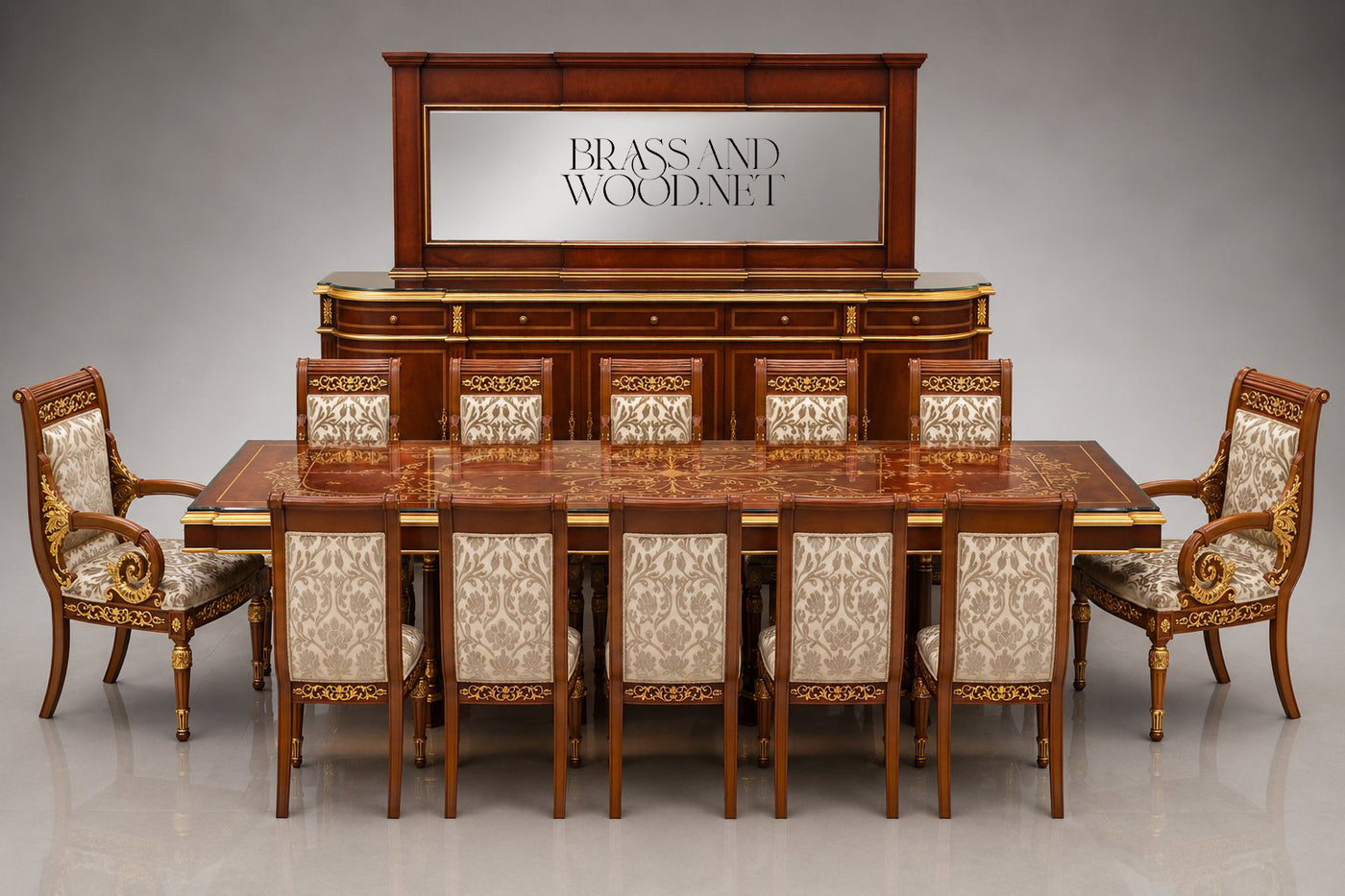 Empire Gilt Carved Complete Dining Set