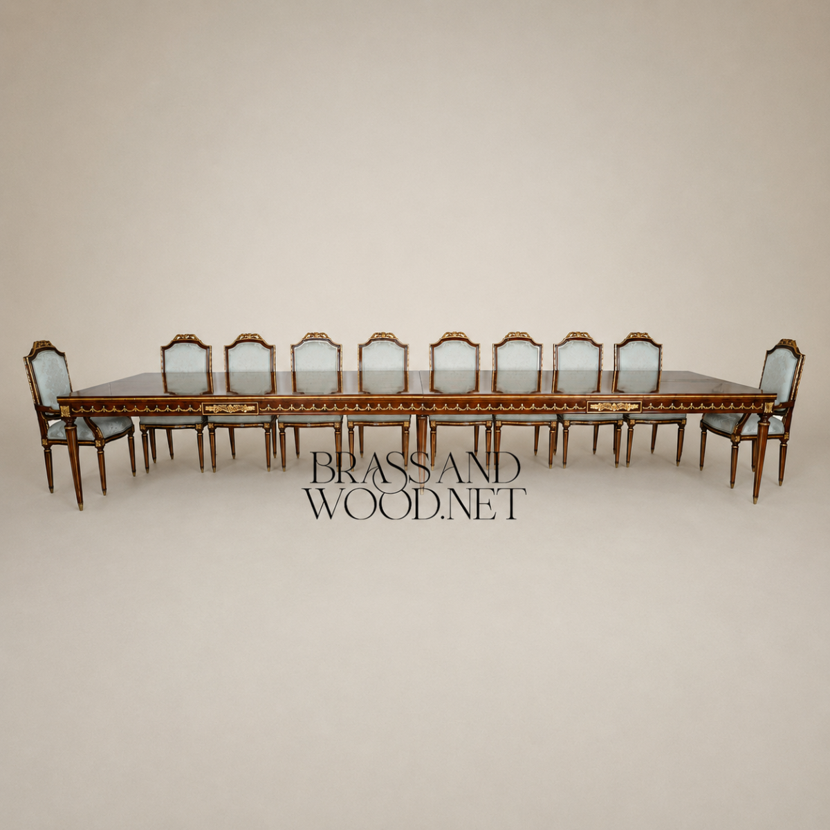 Louis XVI Marquetry Inlay Complete Dining Set