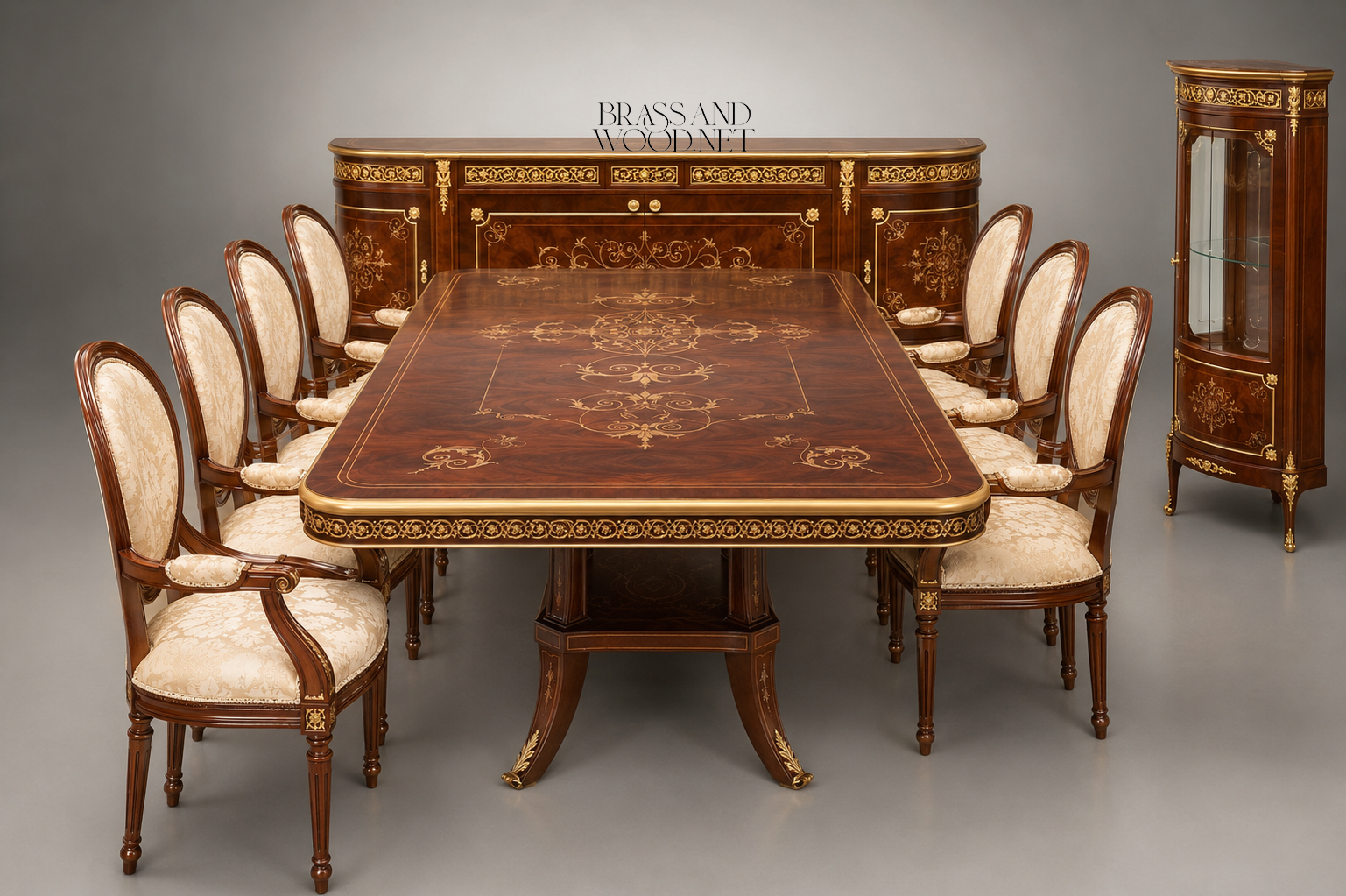 Louis XVI Medallion Inlay Dining Suite