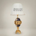 Classical Baroque Brass & Ceramic Table Lamp - Cobalt Blue Orb with Floral Medallion — Gold