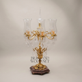 Classical Baroque Brass & Crystal 5-Arm Candelabra Table Lamp with Marble Base — Gold