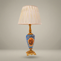 Classical Baroque Ceramic Table Lamp - Hand-Painted Floral Urn Base — Gold