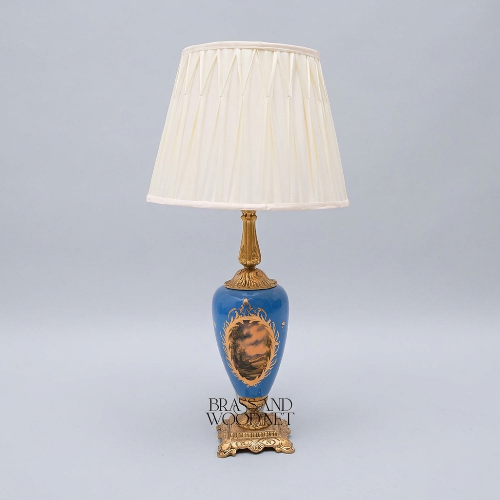 Classical Baroque Ceramic Table Lamp - Hand-Painted Floral Urn Base — Antique Gold