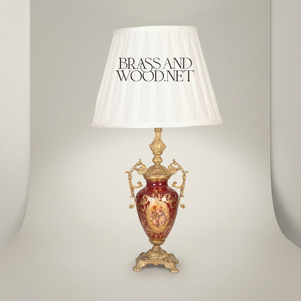 Classical Baroque Ceramic Urn Table Lamp - Hand-Painted Floral Brass Base — Antique Gold