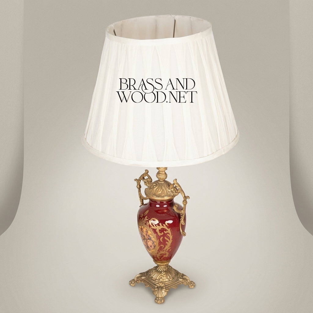 Classical Baroque Ceramic Urn Table Lamp - Hand-Painted Floral Brass Base — Antique Gold
