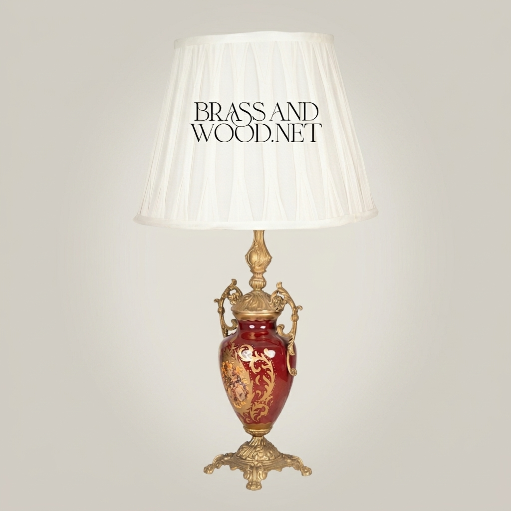 Classical Baroque Ceramic Urn Table Lamp - Hand-Painted Floral Brass Base — Antique Gold