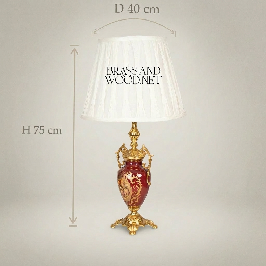 Classical Baroque Ceramic Urn Table Lamp - Hand-Painted Floral Brass Base