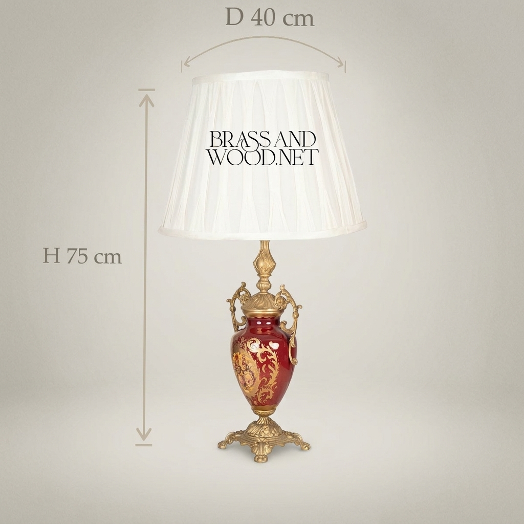Classical Baroque Ceramic Urn Table Lamp - Hand-Painted Floral Brass Base — Antique Gold