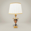 Classical Baroque Ceramic Urn Table Lamp - Hand-Painted Navy Blue Medallion — Gold