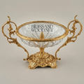 Classical Baroque Crystal & Brass Candy Bowl - Ornate Scrollwork Pedestal