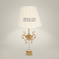 Classical Baroque Crystal & Brass Table Lamp - Ornate Scrollwork Urn Base — Gold