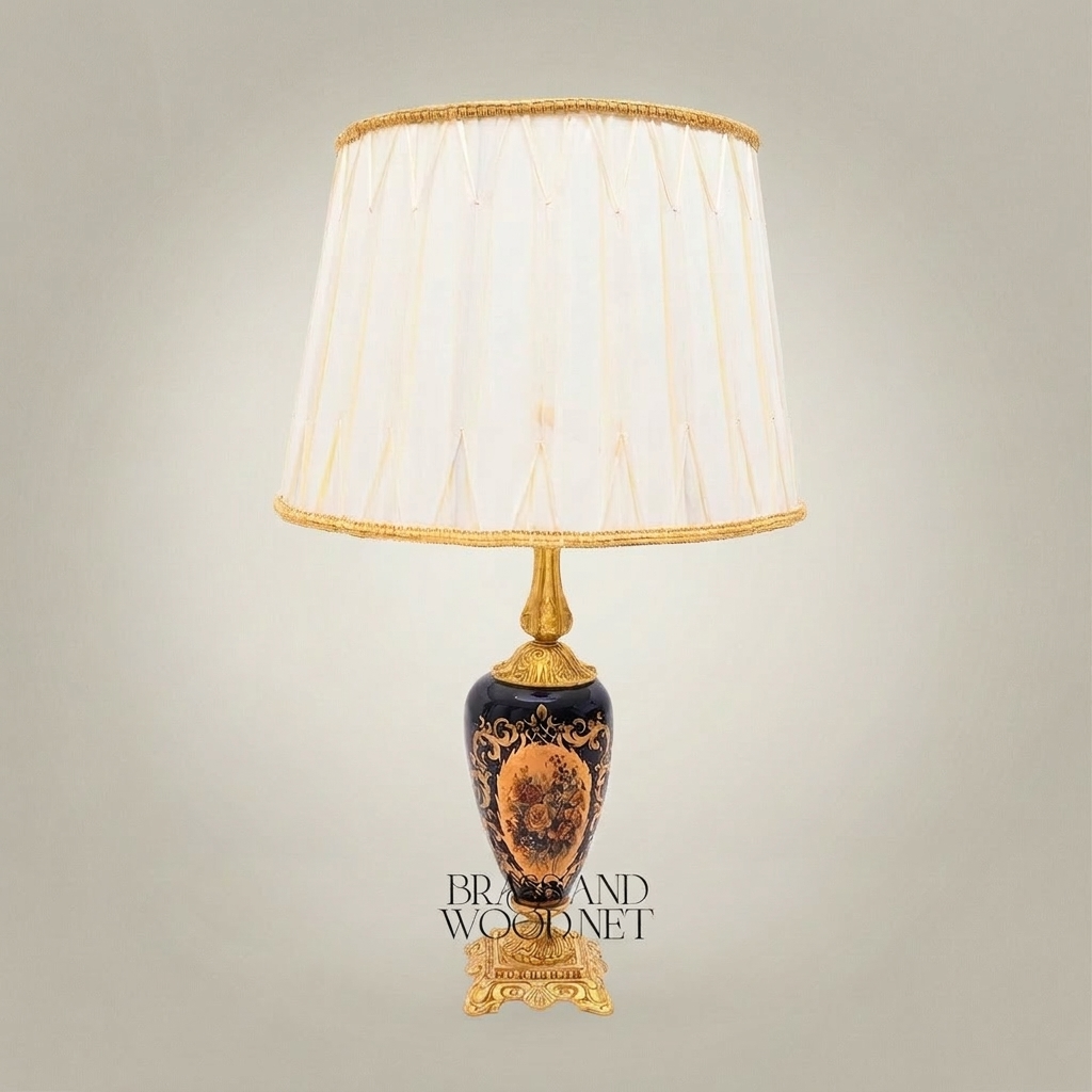 Classical Baroque Hand-Painted Ceramic Table Lamp - Ornate Portrait Vase Base