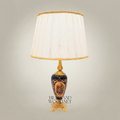 Classical Baroque Hand-Painted Ceramic Table Lamp - Ornate Portrait Vase Base — Gold