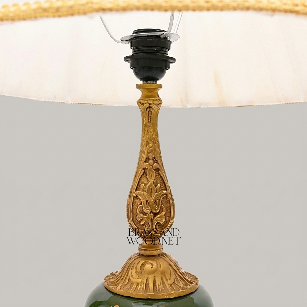 Classical Brass & Ceramic Scenic Table Lamp - Hand-Painted Urn Base — Antique Gold