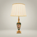 Classical Brass & Ceramic Scenic Table Lamp - Hand-Painted Urn Base — Gold