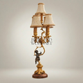 Classical Brass Cherub Candelabra Table Lamp - 3-Arm Figurine Base — Gold