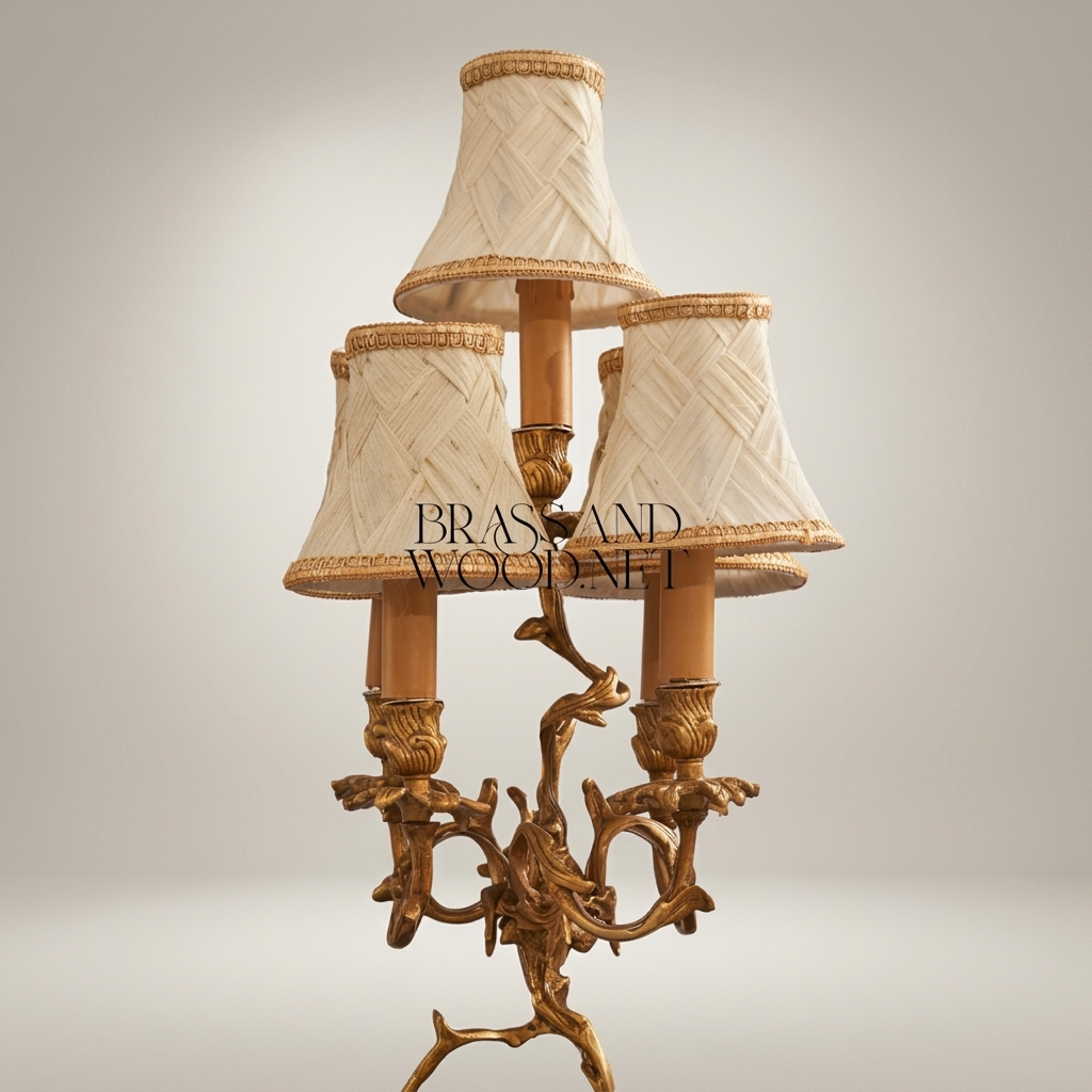 Classical Brass Cherub Candelabra Table Lamp - 3-Arm Figurine Base — Antique Gold