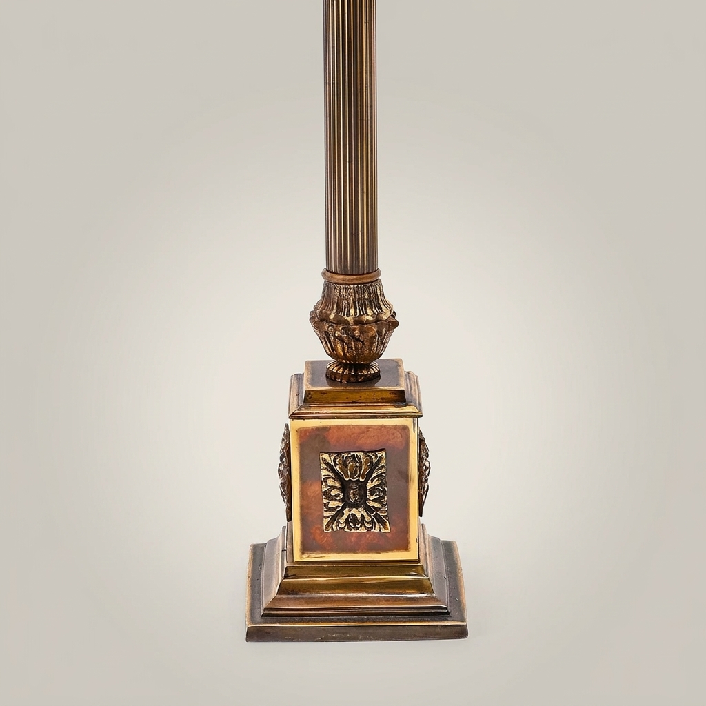 Classical Brass Column Table Lamp - Fluted Pillar with Ornate Base — Antique Gold
